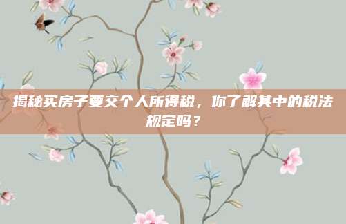 揭秘買房子要交個人所得稅，你了解其中的稅法規(guī)定嗎,？