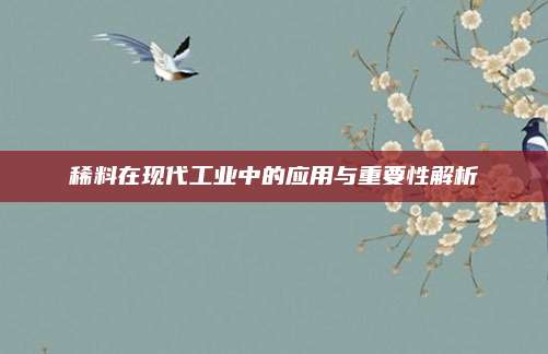 稀料在現(xiàn)代工業(yè)中的應(yīng)用與重要性解析
