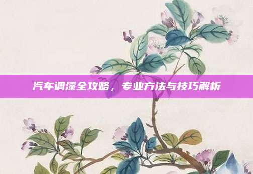 汽車調(diào)漆全攻略，專業(yè)方法與技巧解析