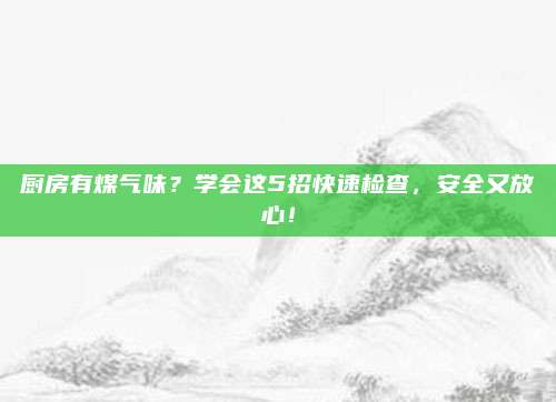 廚房有煤氣味？學會這5招快速檢查,，安全又放心,！