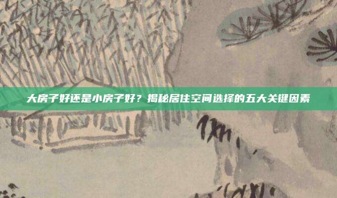 大房子好還是小房子好？揭秘居住空間選擇的五大關(guān)鍵因素