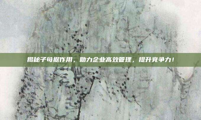 揭秘子母據(jù)作用,，助力企業(yè)高效管理,，提升競爭力！