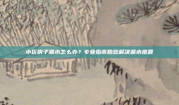 小區(qū)房子漏水怎么辦？專業(yè)指南助您解決漏水難題