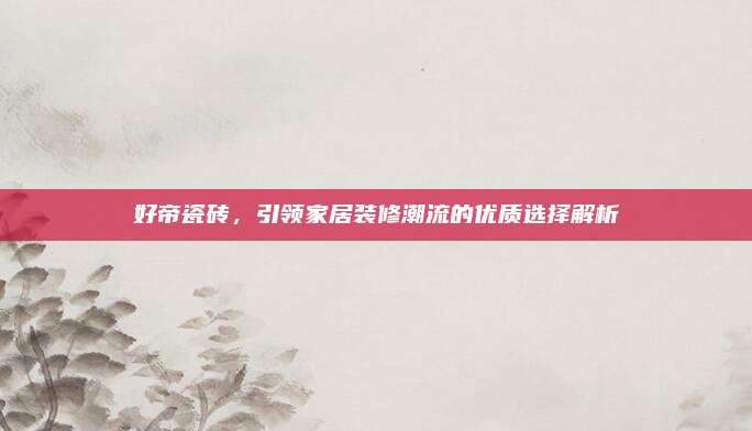 好帝瓷磚,，引領(lǐng)家居裝修潮流的優(yōu)質(zhì)選擇解析