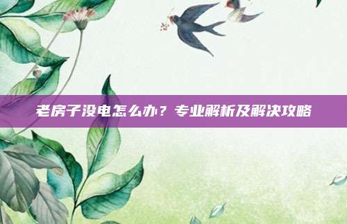 老房子沒(méi)電怎么辦？專(zhuān)業(yè)解析及解決攻略