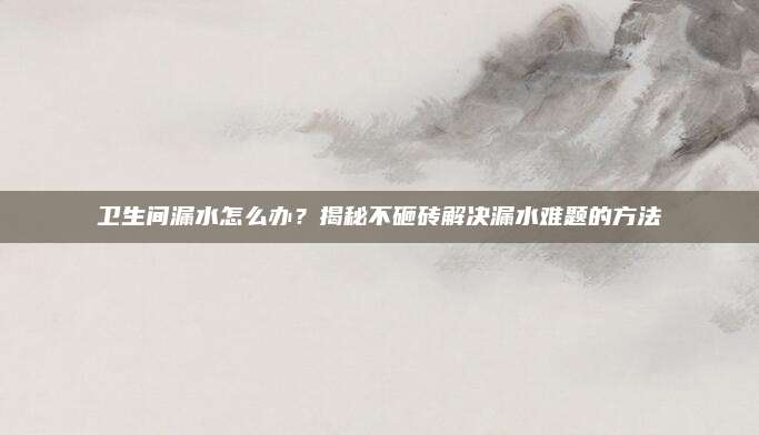 衛(wèi)生間漏水怎么辦,？揭秘不砸磚解決漏水難題的方法