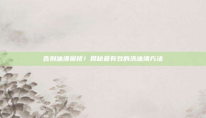 告別油漬困擾！揭秘最有效的洗油漬方法