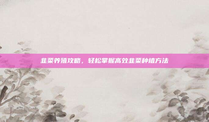韭菜養(yǎng)殖攻略，輕松掌握高效韭菜種植方法